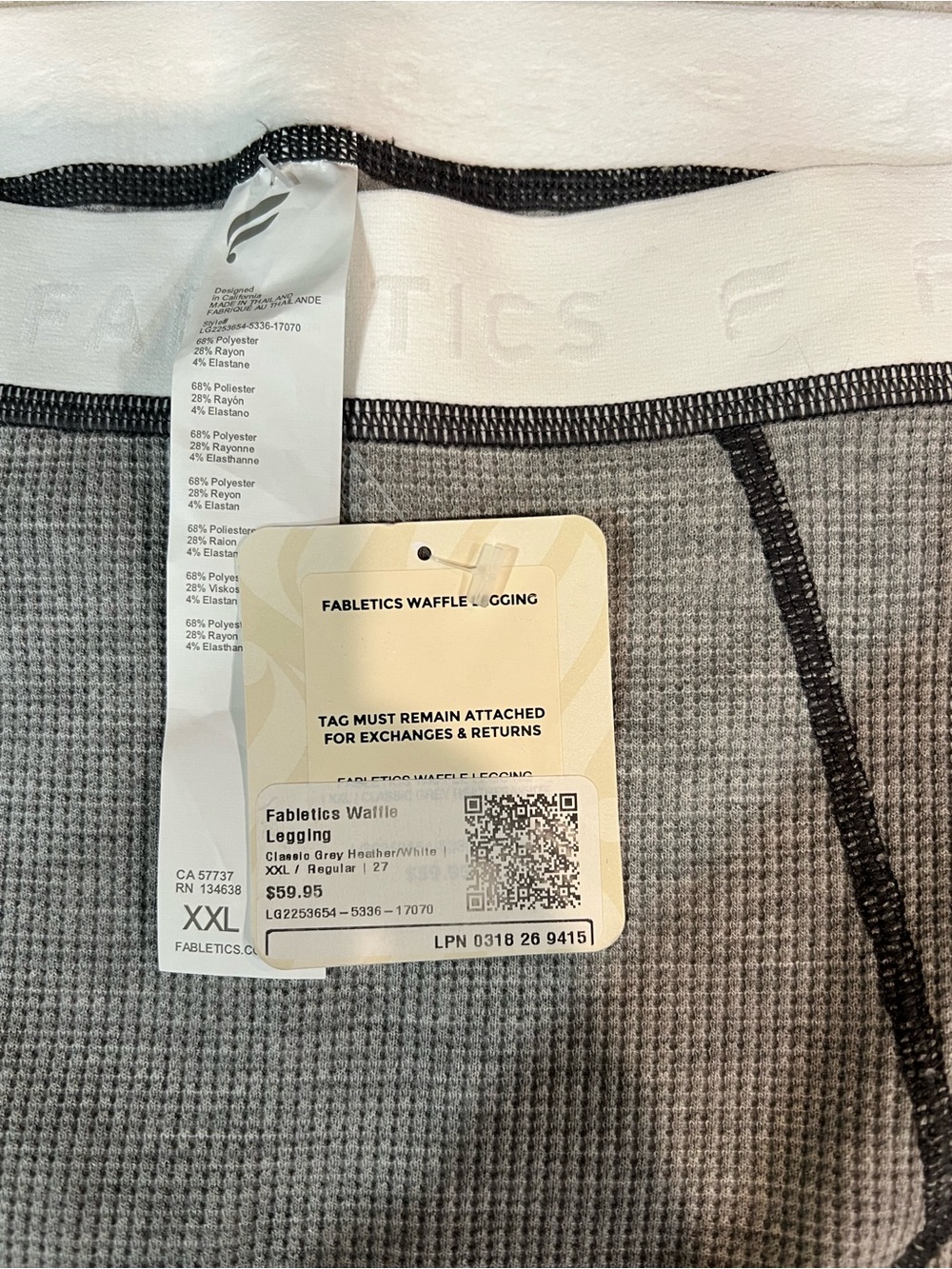 Fabletics Light Gray Women’s Leggings with Contrast Seams - Picture 5 of 6